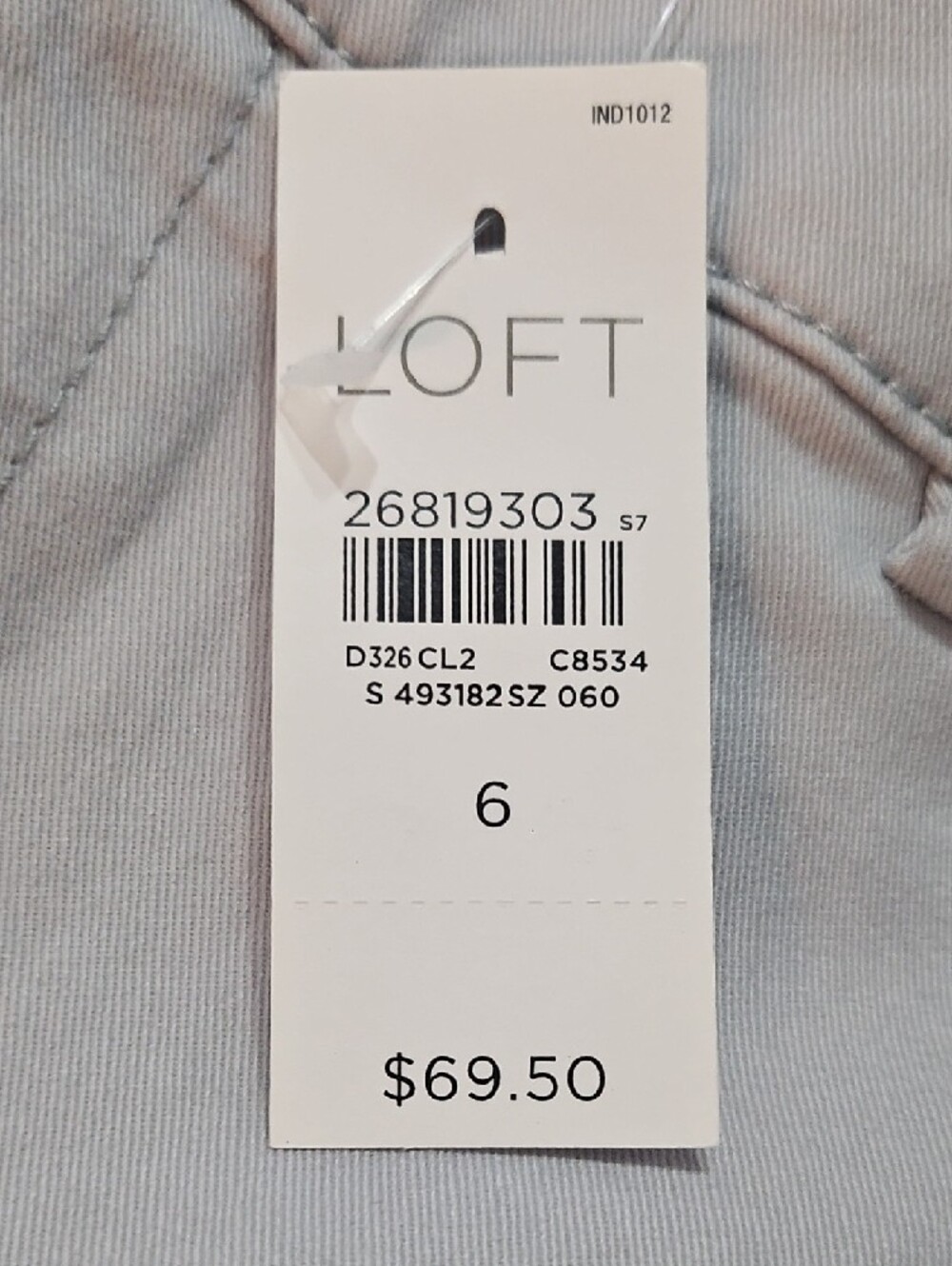 NWT LOFT Light Gray Eyelet Scallop Hem Girlfriend Chinos - Picture 6 of 6